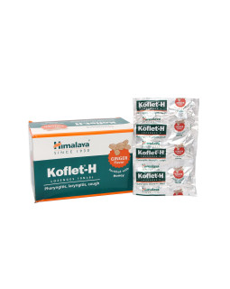 Льодяники від кашлю та болю в горлі Хімала Імбір Himalaya Koflet-H Ginger 1 блістер