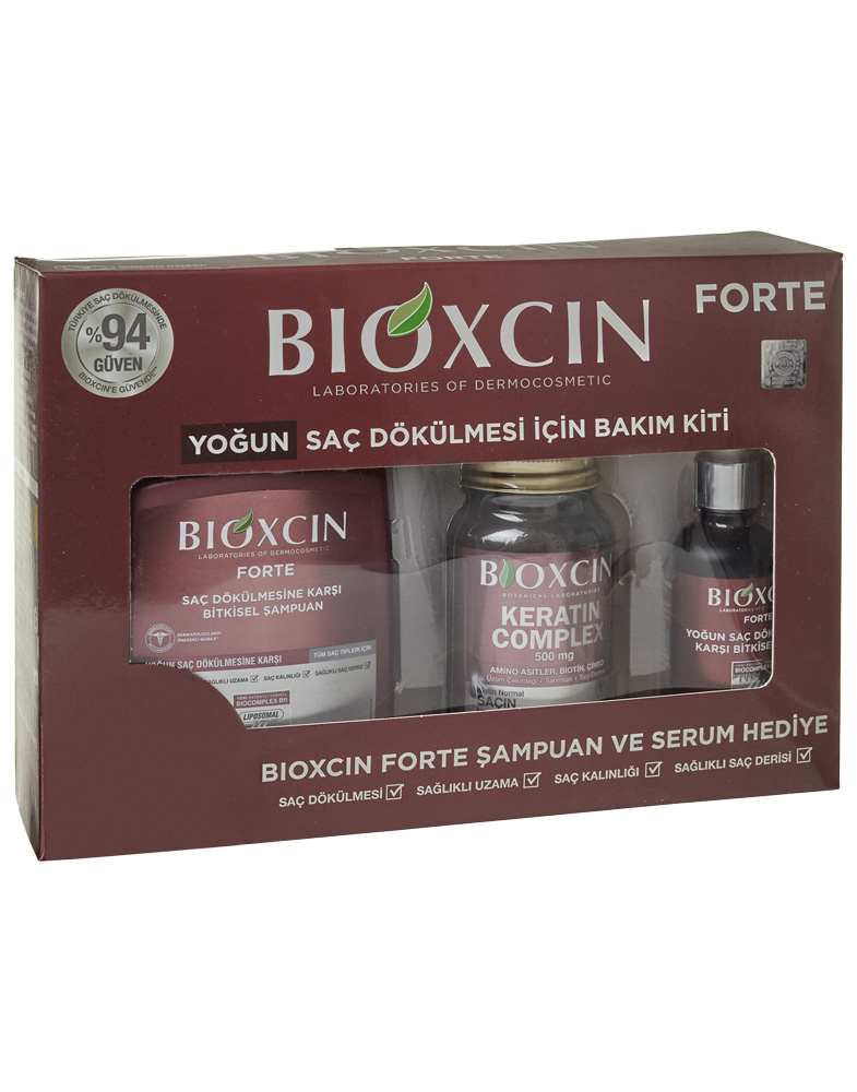 Набір для інтенсивного догляду Bioxcin Forte шампунь кератин сироватка 300 мл 60 таблеток 50 мл